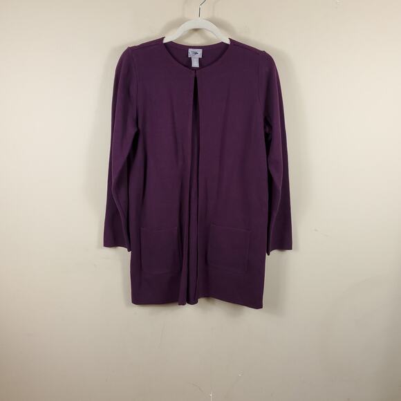 Chico's Sweaters - Chico's Long Pocket Cardigan in Maroon Size 4/6